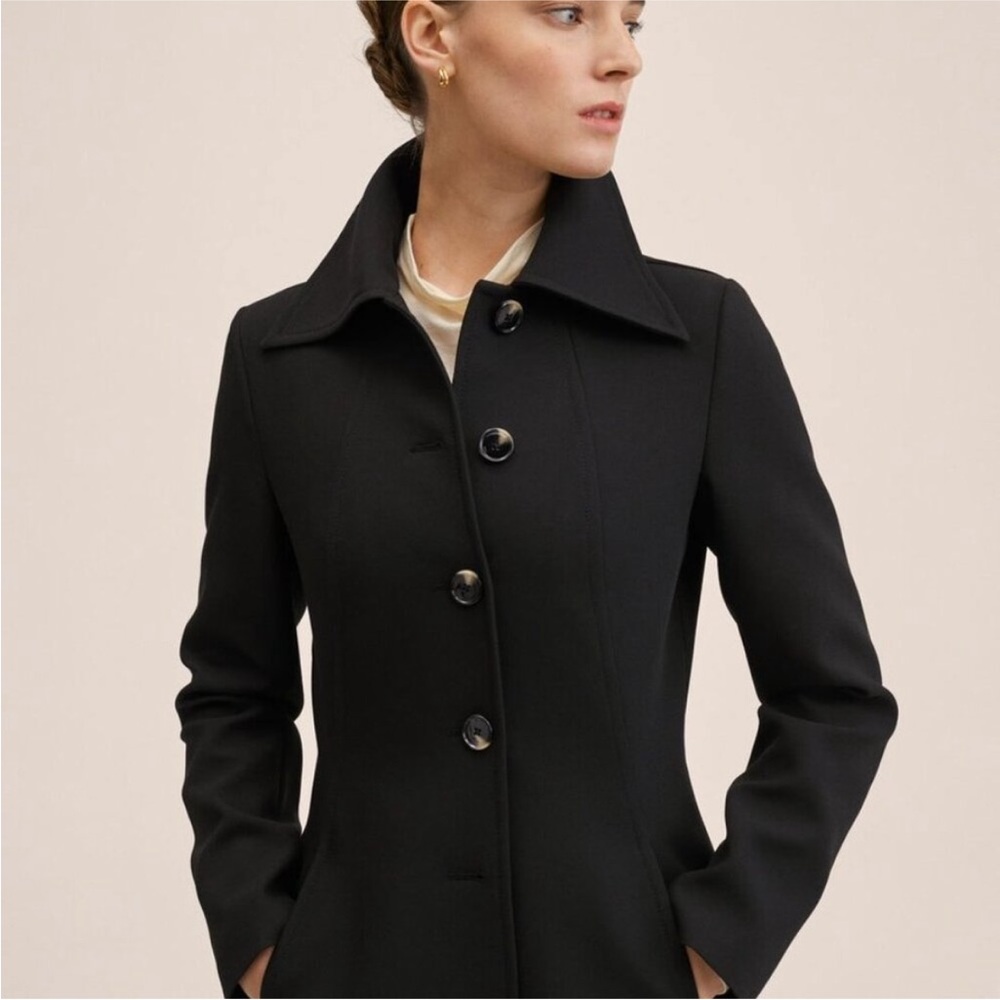 Mango Abrigo Manila - Ash Black Long Coat - size XL (about a size 12) NWT